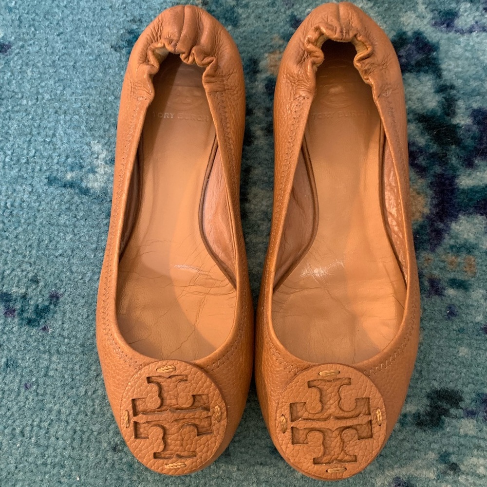 Tory Burch Reva Pebbled Leather Flat